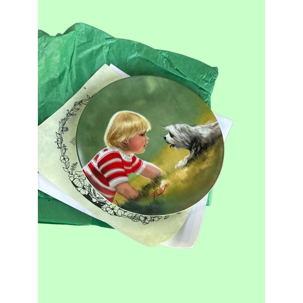 1985 "MAKING FRIENDS" Plate BY DONALD ZOLAN. #6507E Vintage With Certificate